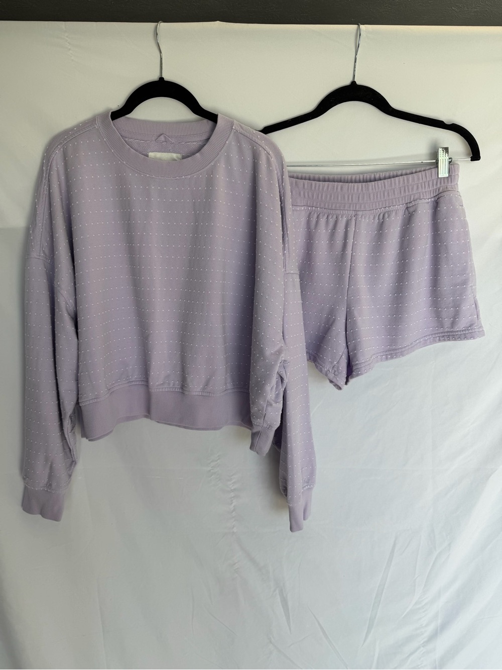 aerie Lilac Dot Crewneck Sweatshirt and Sweat Shorts Set Size M/L